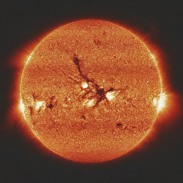 Photo solar system sun and stars