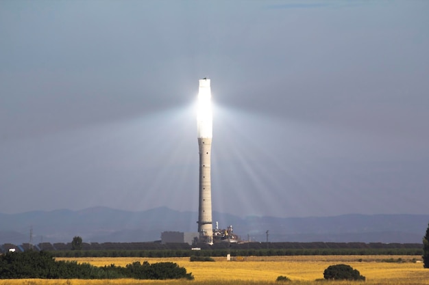 Solar tower in a sustainable power plant