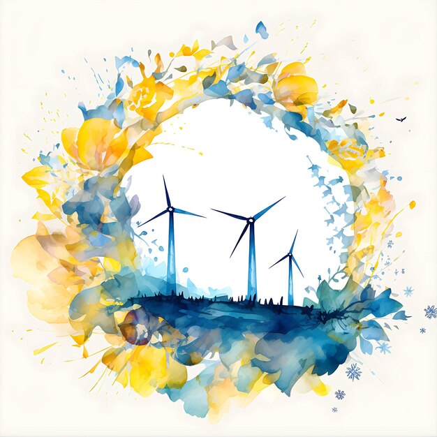 Photo solar wind earth hour frame shaped like a windmill with sola clipart captivating artwork design