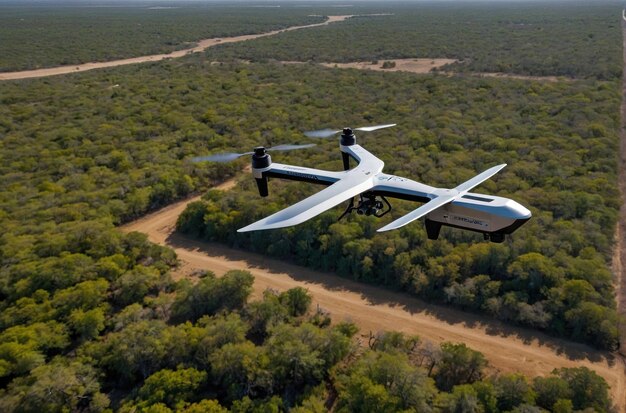 Photo solarpowered drone in a field