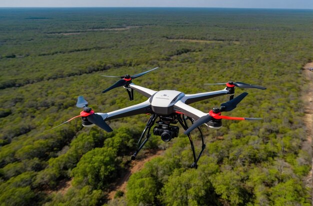 Foto drone alimentato dal sole in un campo