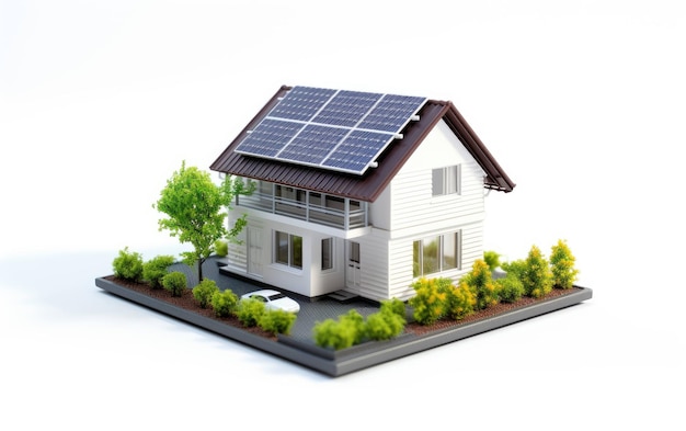 SolarPowered Mini House on White Background