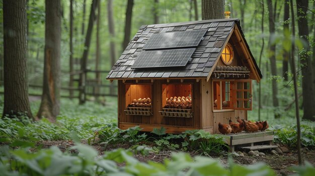 Photo solarpowered poultry house automated background