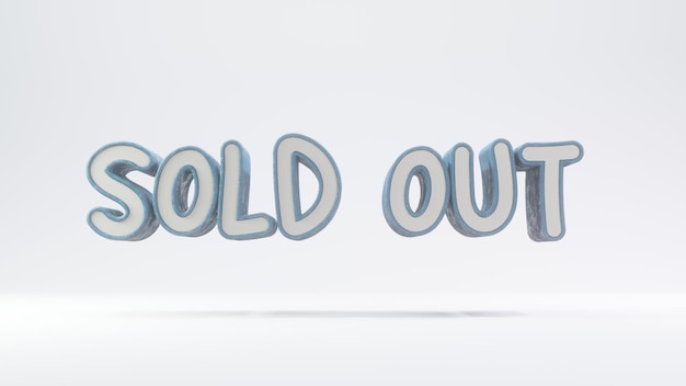 Photo sold out text white bold 3d illustration rendering in white background