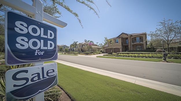 Sold sign in front of a house