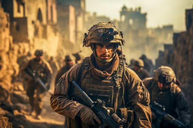 Soldaten in de oorlog op het slagveld