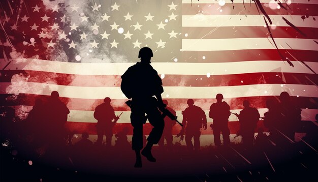 soldaten met Amerikaanse vlag achtergrond Nationale Garde verjaardag Kunstmatige Intelligentie Generatieve