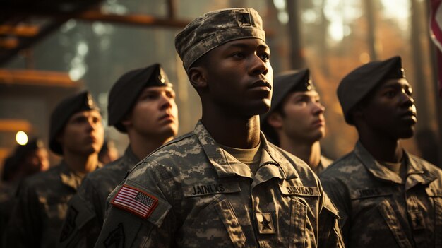 Soldaten staan op hun hoede tijdens de achtergrond