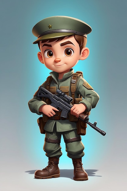 Photo soldier boy cartoon character for videogame