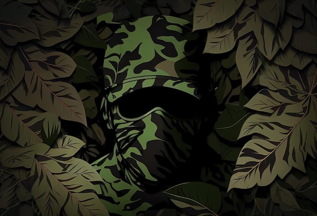 Soldier in camouflage illustration AI generative