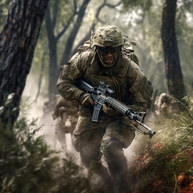 soldier fighting in the jungle