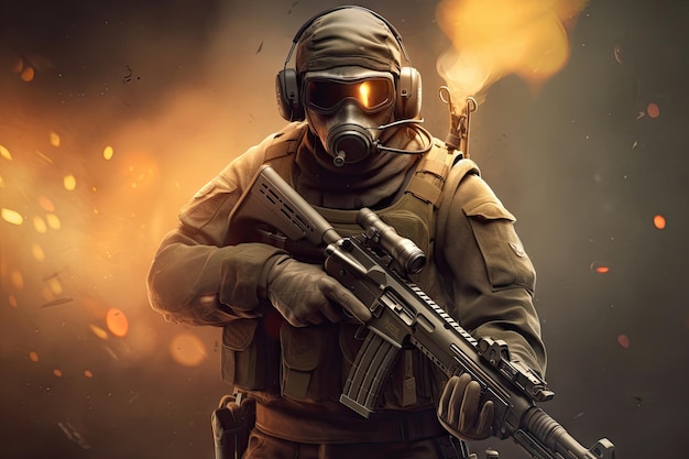 Counter-Strike: Global Offensive Wallpaper 4K, CS GO, Gas mask