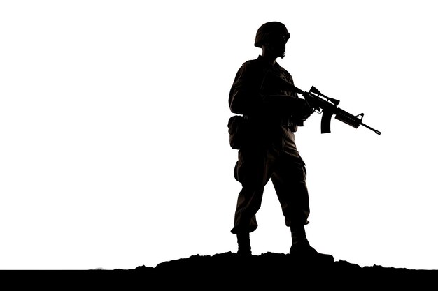 Photo soldier silhouette black and white