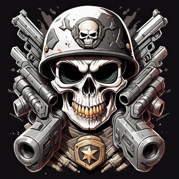 Photo soldier skull with gun created with generative ai software