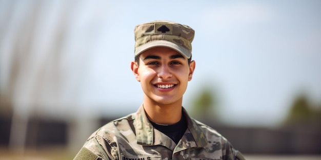 A soldier wearing a military hat and a green army hat