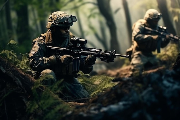 солдат с ружьем в руке смотрит в землю.