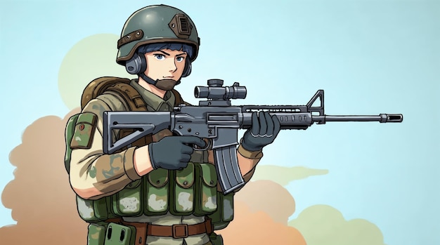 soldier with rifle illustration