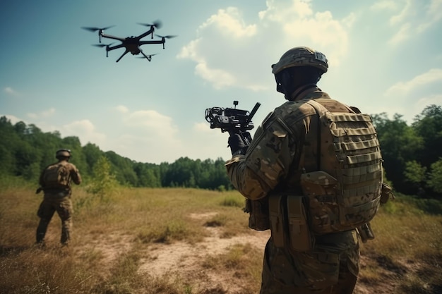 Soldiers are Using Drone for Scouting During Military Operation