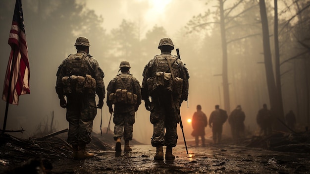 Soldiers Paying Respects To Fallen Background