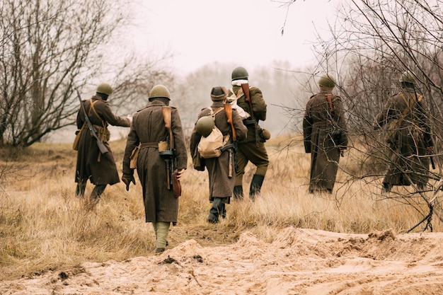 Soldiers of the red army in the field