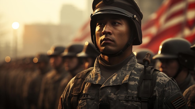 Soldiers Saluting The Flag During A Background