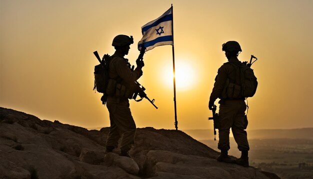 Фото Солдаты с флагом израиля израиль палестина конфликт регенеративный ии акилес орфей