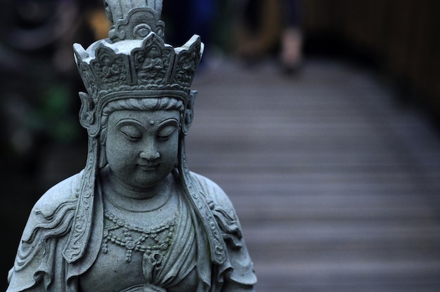 Solemn buddha stone carving art