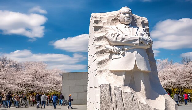 Foto momento solenne al martin luther king jr. memorial a washington dc con persone