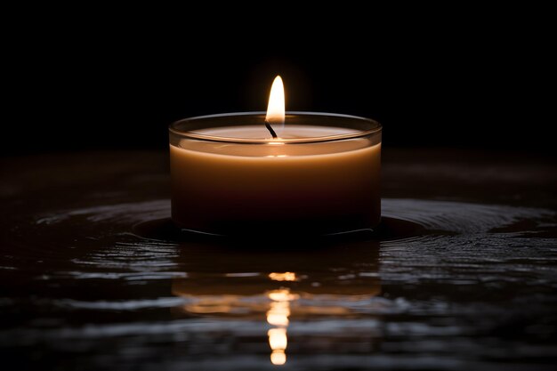 A solemn moment of silence with a flickering candle reflecting on the lives lost