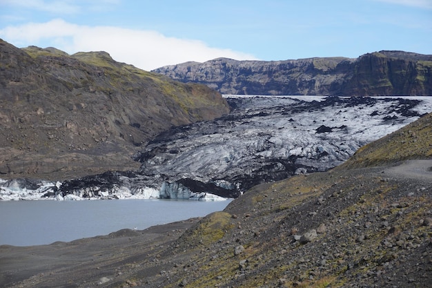 夏にアイスランドの Solheimajokull 氷河