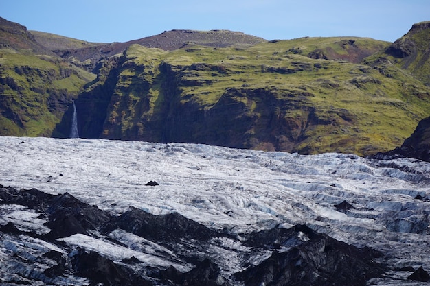 Solheimajokull-gletsjer in IJsland in de zomer