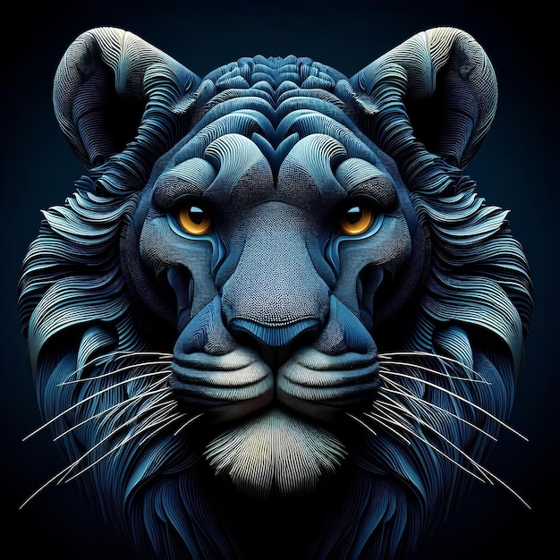 Твердое 3D изображение голубого льва