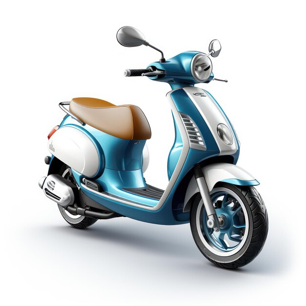 a Solid Blue and White Scooter Industrial Design at its Finest