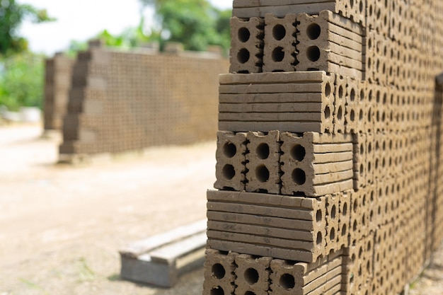 Solid clay bricks used for construction