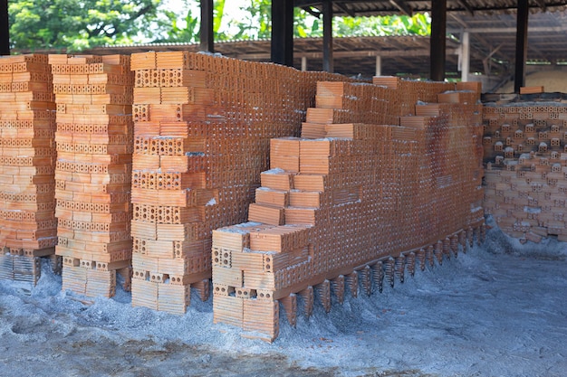 Solid clay bricks used for construction