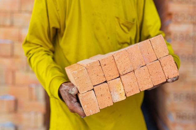 Photo solid clay bricks used for construction