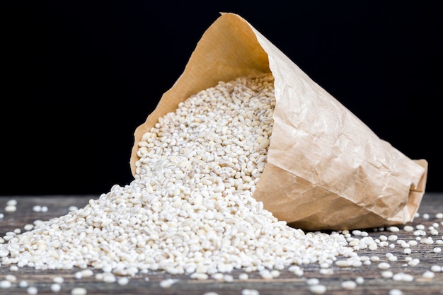 Solid raw grain of pearl barley