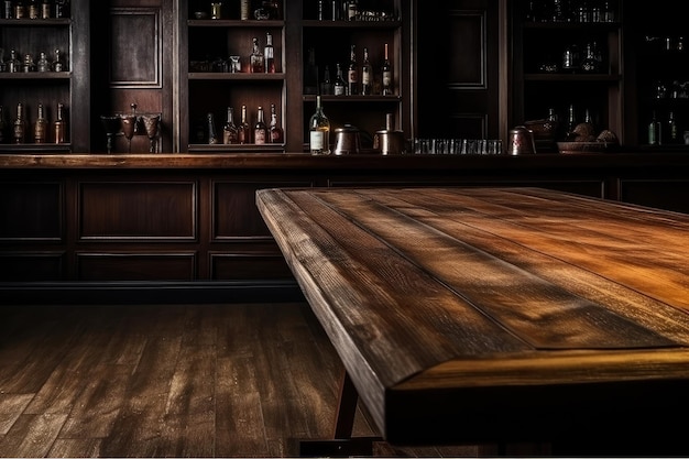 Solid wood bar in the bar