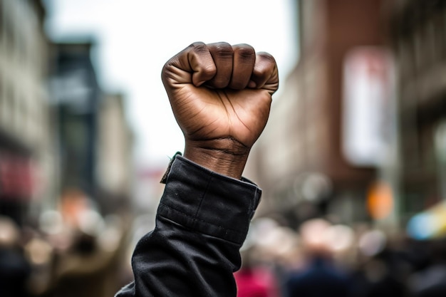 Solidarity and Activism Fist Raised in Protest at Peaceful Rally Generative AI