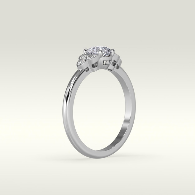 Solitaire engagement ring standing position in metal gold 3d\
render