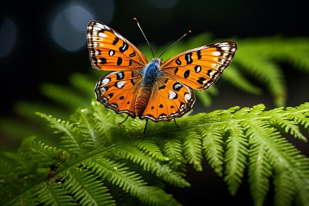 Solitary Butterfly on Leaf