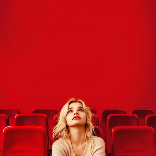 Solitary Contemplation in Red Empty Theater