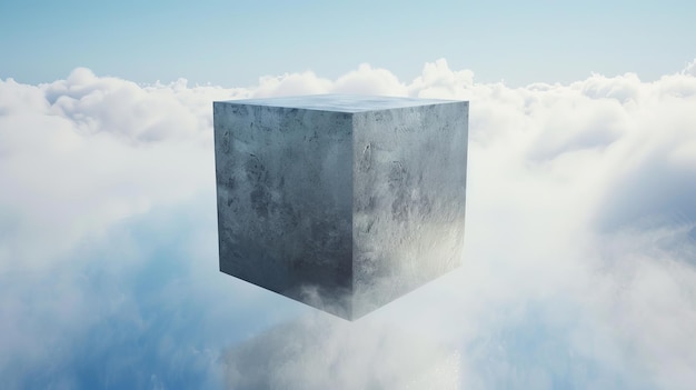 Photo a solitary cube drifting aimlessly ai generated illustration