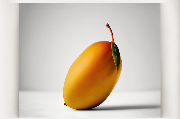 Solitary mango fruit on a white backdrop