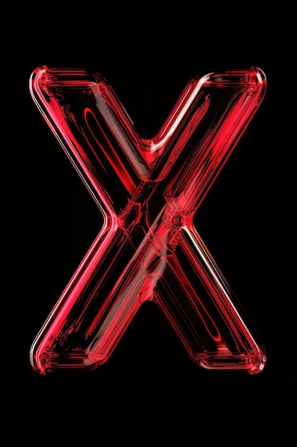 Foto una singola lettera rossa x è illuminata in un ambiente buio ottimo per rappresentare l'assenza o il rifiuto