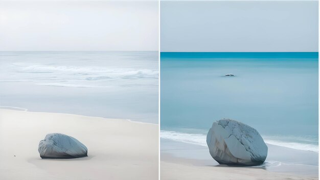 A solitary rock stands as a symbol of strength and amidst the vastness of the ocean generated ai