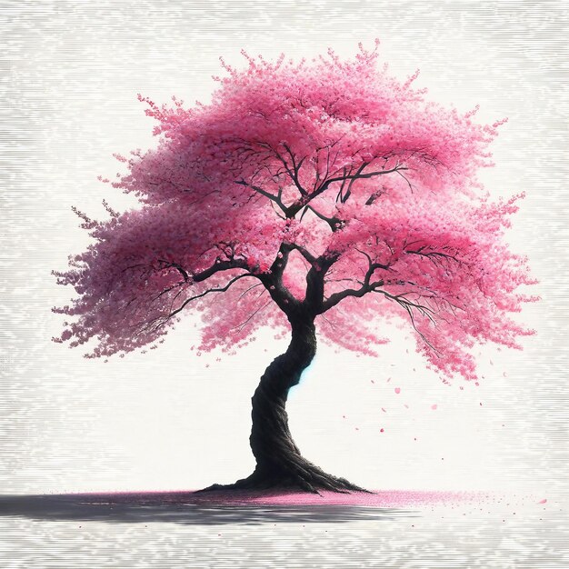 Solitary Sakura Tree Pink Blossoms Peaceful Spring