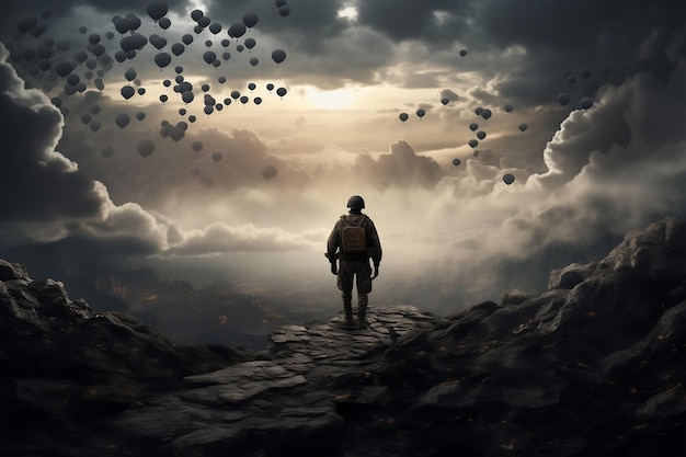 Solitary Soldier Journeys to Heaven Generative AI