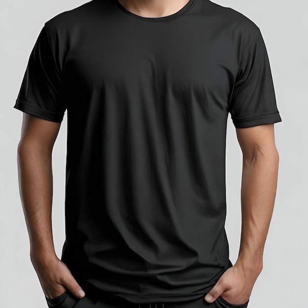 Photo solitary style black tshirt model mockup