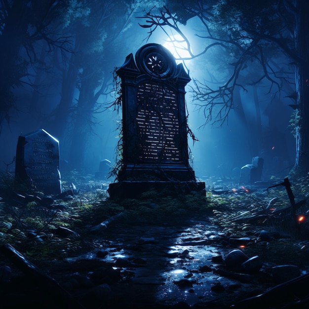 Premium AI Image | Solitary tombstone isolated in graveyard